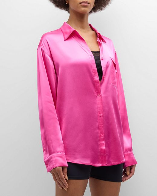 Terez Button-Front Silk Shirt