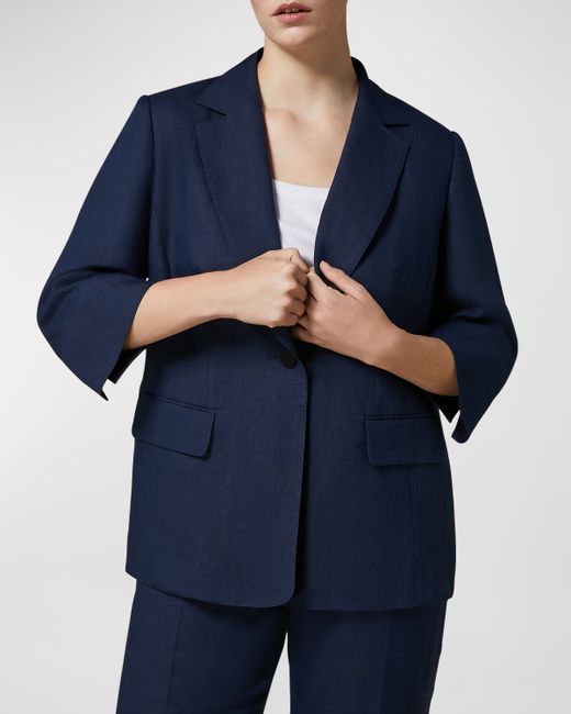 Marina Rinaldi Plus Catwalk Single-Button Linen Jacket