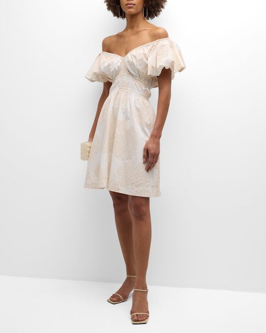 Marie Oliver Emilia Off-Shoulder Print Mini Dress
