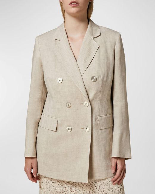 Marina Rinaldi Plus Louvre Double-Breasted Linen Jacket