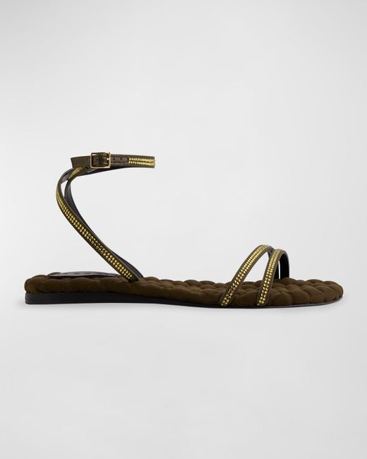 Aera Faye Crystal Ankle-Strap Flat Sandals