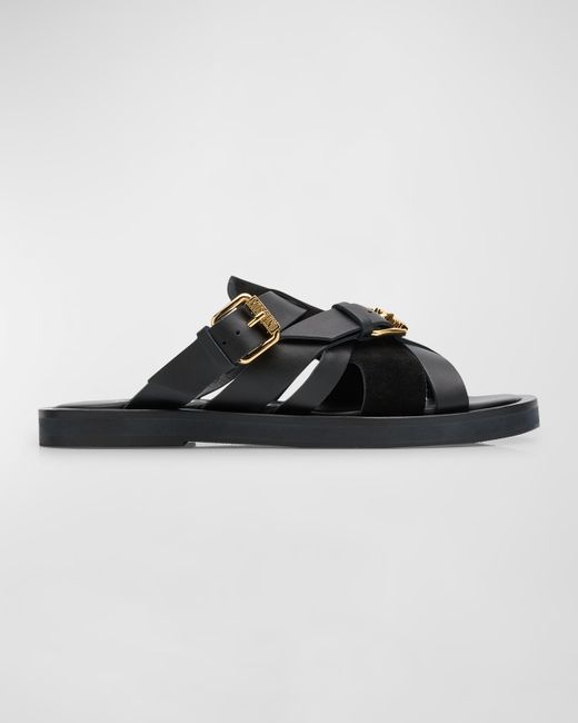 Moschino Strappy Leather Slide Sandals