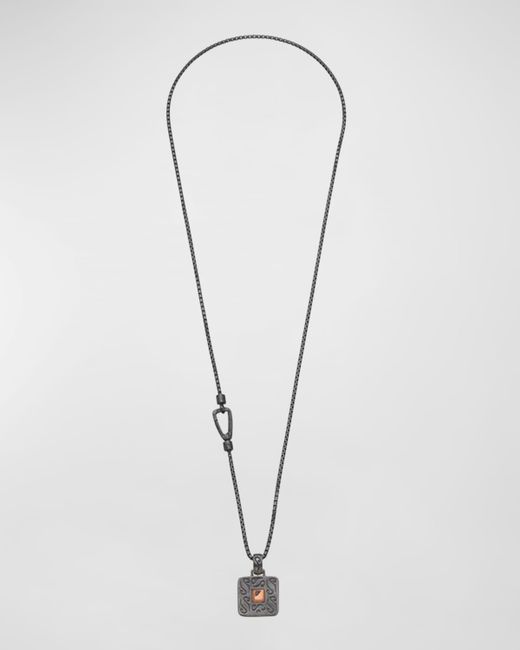Marco Dal Maso Oxidized and 18K Rose Gold Pendant Necklace with Blue Sapphire