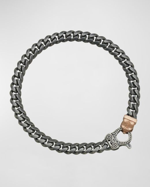 Marco Dal Maso Flaming Tongue Thin Link Bracelet Oxidized and Rose Gold