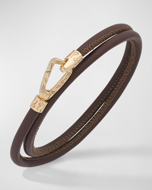 Marco Dal Maso Lash Double Wrap Smooth Leather Bracelet Gold