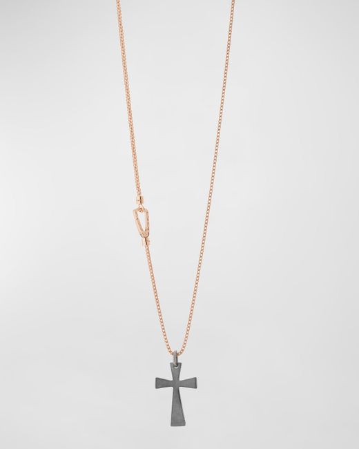 Marco Dal Maso The Cross Pendant Necklace Oxidized Silver and 18K Plating