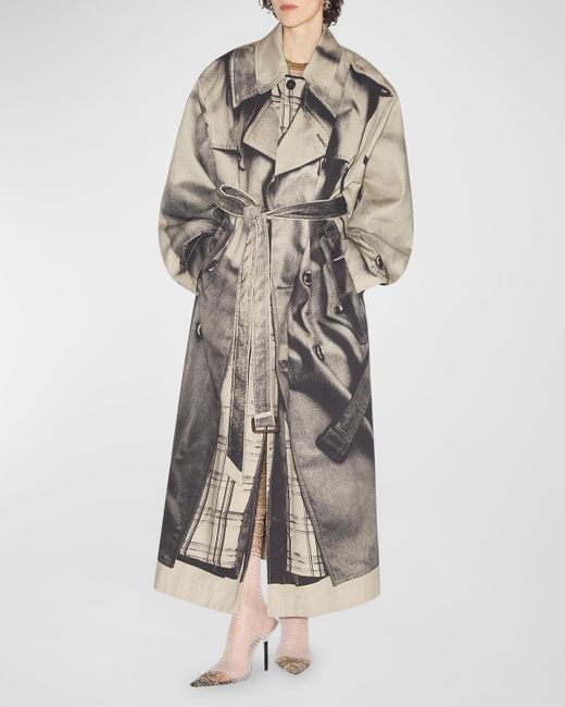 Jean Paul Gaultier Trench Trompe Loeil Belted Oversized Coat