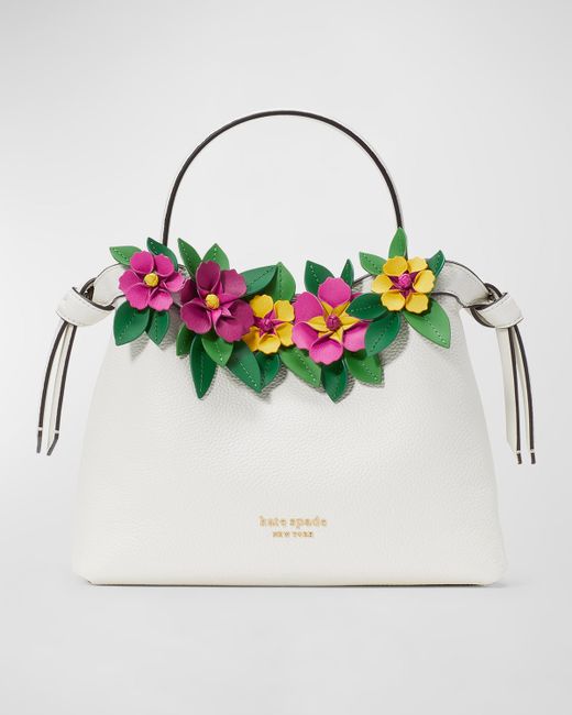 Kate Spade New York knott floral pebbled leather top-handle bag