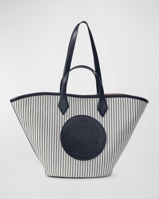 Veronica Beard The Crest Large Striped Canvas Tote Bag