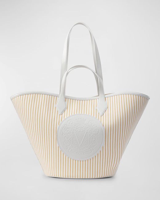 Veronica Beard The Crest Large Striped Canvas Tote Bag