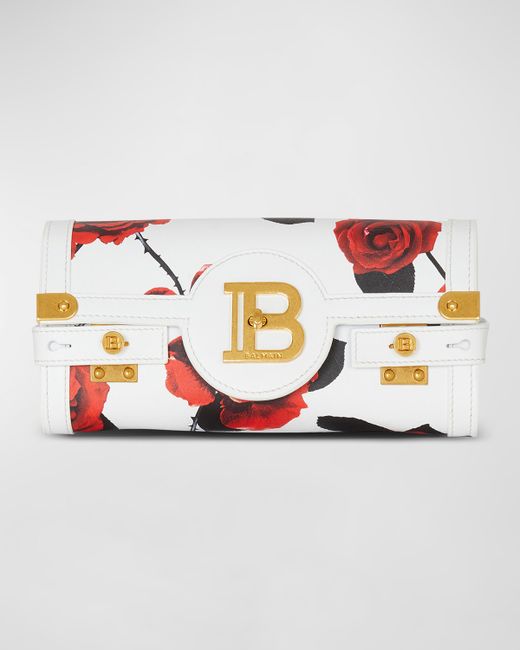 Balmain BBuzz 23 Wallet on a Chain Rose Printed Leather