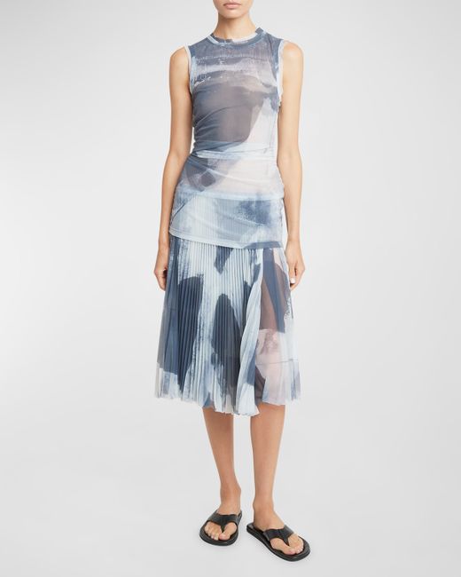Proenza Schouler Zoe Printed Jersey Pleated Dress