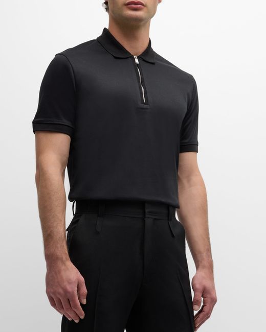 Boss Zip Short-Sleeve Tipped Polo Shirt