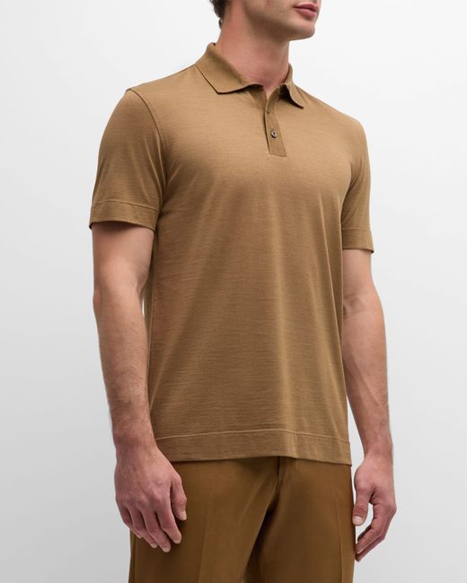 Boss Solid Cotton Silk Short-Sleeve Polo Shirt