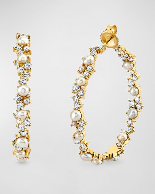 Sydney Evan 14K Gold and Diamond Extra Large Cocktail Hoops