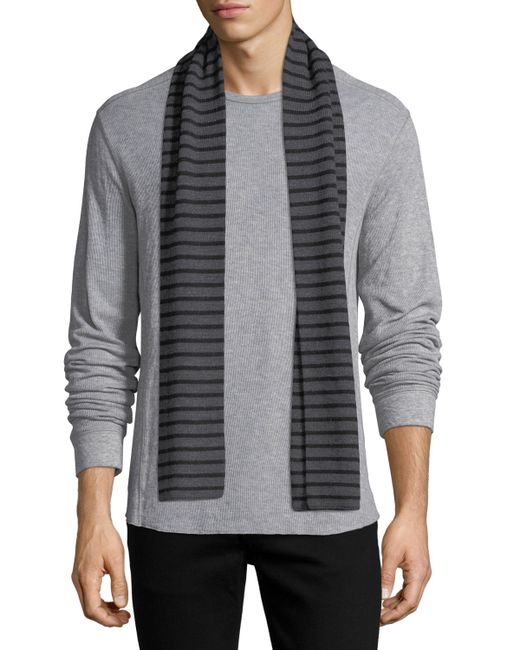 Vince Striped Ribbed Wool Scarf
