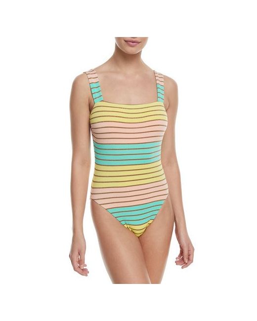 Trina Turk Stripe High-Leg Maillot One-Piece Swimsuit