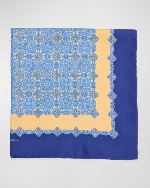 Stefano Ricci Silk Quatrefoil-Print Handkerchief