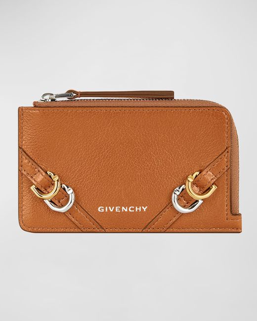 Givenchy Voyou Zip Card Holder Tumbled Leather