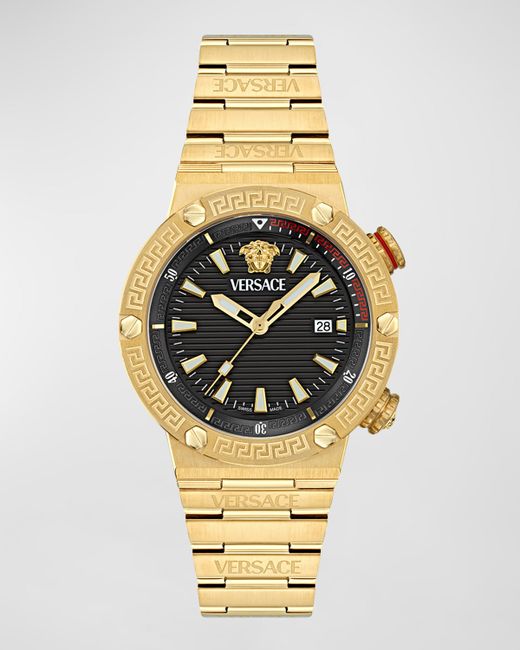Versace Greca Logo IP Yellow Gold Bracelet Watch 43mm