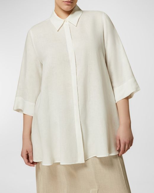 Marina Rinaldi Plus Afone Linen Button-Down Shirt