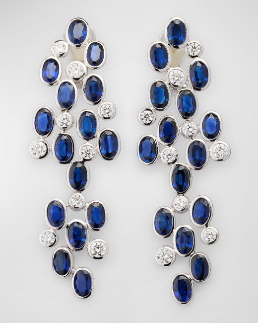 Alexander Laut 18K White Gold Sapphire and Diamond Statement Earrings