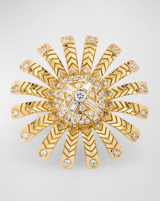 Harwell Godfrey 18K Gold Chubby Sunflower Diamond Ring 6