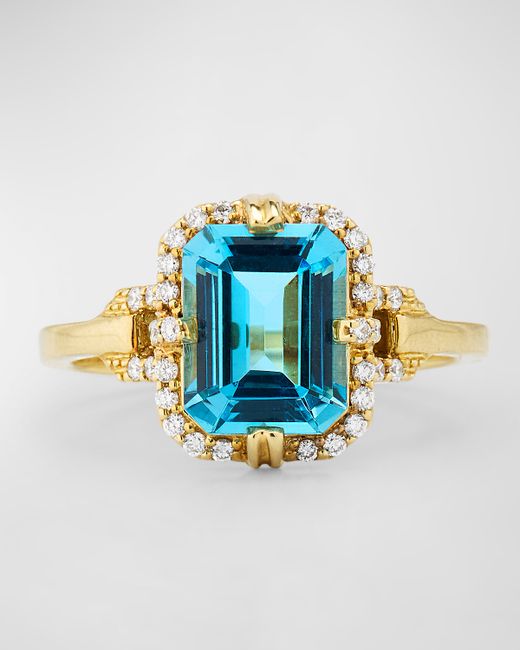 Goshwara Gossip Emerald Cut Ring 18K Yellow Gold with Diamonds