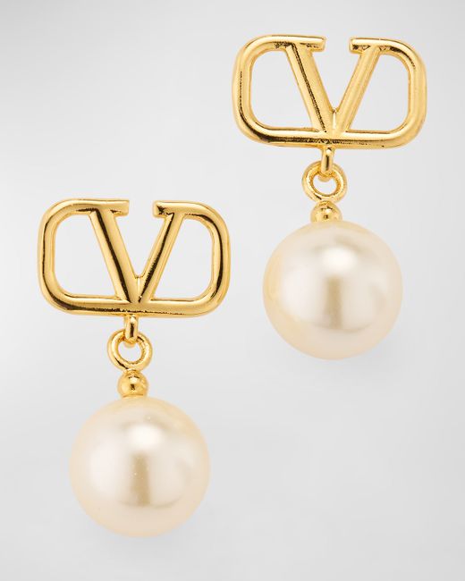 Valentino Garavani VLogo Signature Earrings with Swarovski Pearls