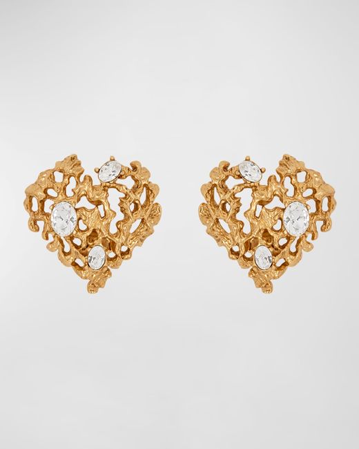 Oscar de la Renta Coral Heart Earrings