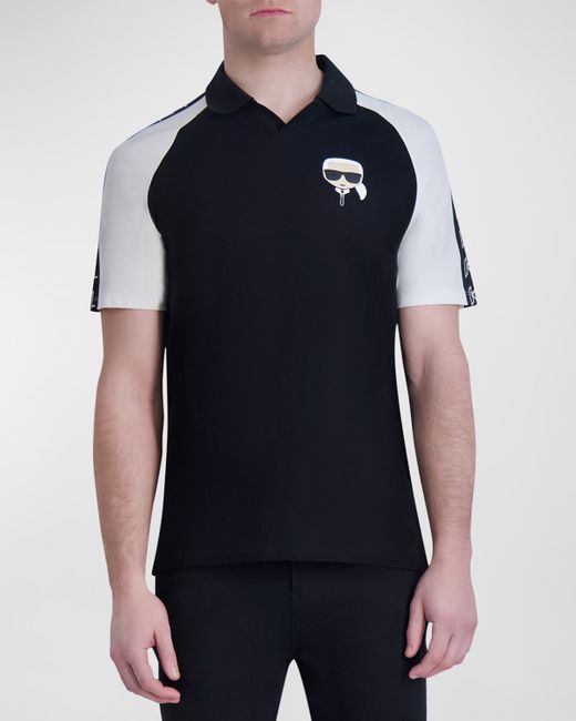 Karl Lagerfeld Colorblock Polo Shirt with Johnny Collar