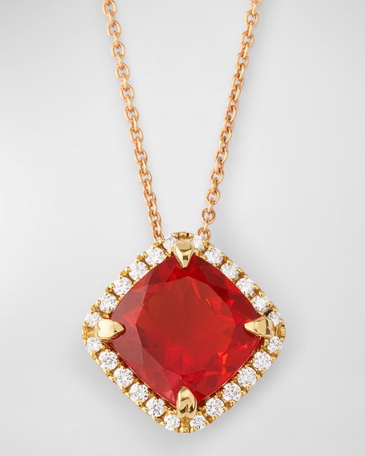 Lisa Nik 18K Rose Gold Fire Opal Diamond Necklace