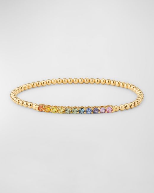 Lisa Nik 18K Yellow Gold Rainbow Sapphire Stretch Bracelet