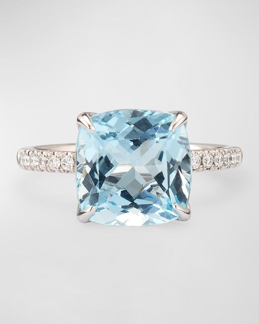 Lisa Nik 18K Gold Ring with Aquamarine and Diamonds