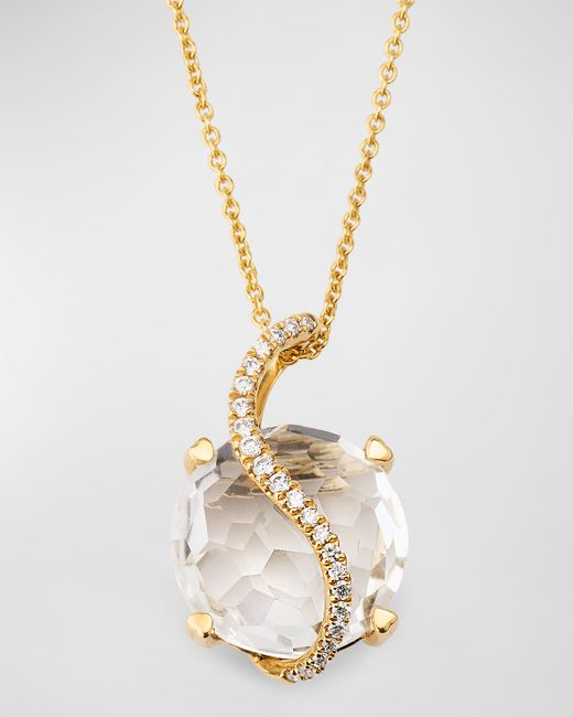 Lisa Nik 18K Gold Clear Quartz and Diamond Necklace