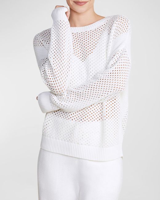 Barefoot Dreams Sunbleached Open-Stitch Cotton Pullover
