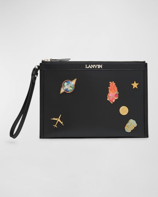 Lanvin Leather Zip Pouch With Studs