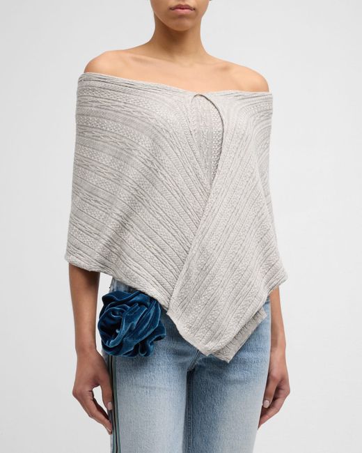 Hellessy Clara Off-The-Shoulder Silk-Cashmere Cable Knit Top