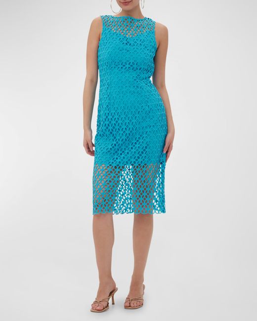 Trina Turk Eleanor Sleeveless Geometric Lace Midi Dress