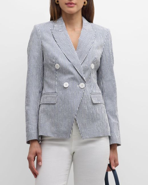 Elie Tahari The Abagail Striped Double-Breasted Blazer