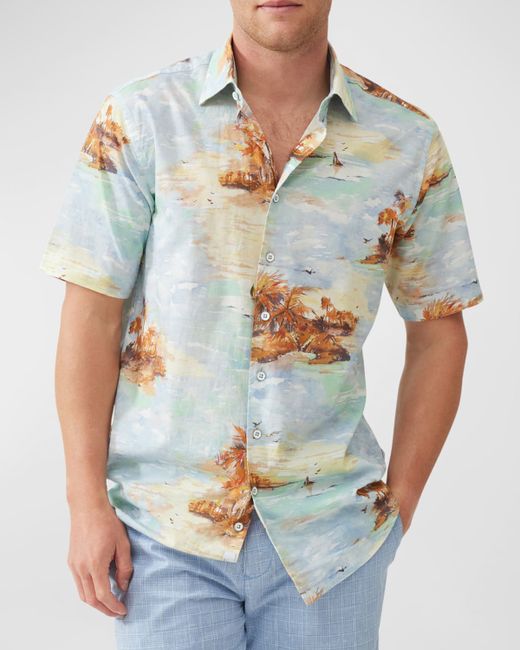 Rodd & Gunn Victoria Avenue Palm-Print Short-Sleeve Shirt