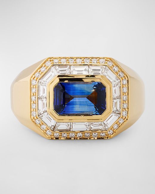 Sorellina 18K Yellow Gold Ring with Sapphire and GH-SI Diamonds