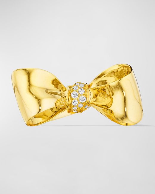 Mi Mi Sol 18K Gold Pave Diamond Bow Ring 6