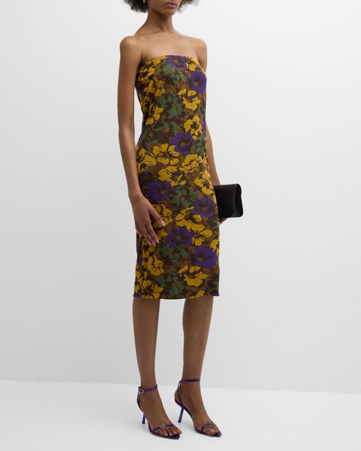 Saint Laurent -Print Strapless Dress