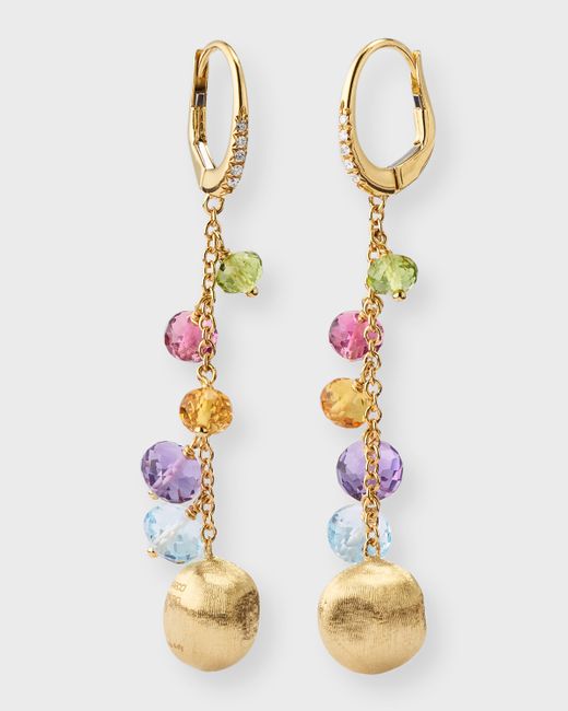Marco Bicego 18K Gold Africa Long Earrings with Mixed Gems