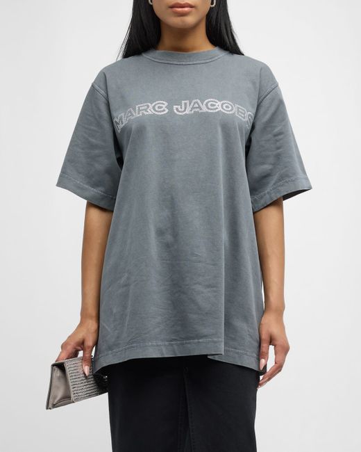 Marc Jacobs Crystal Logo Short-Sleeve Oversized T-Shirt