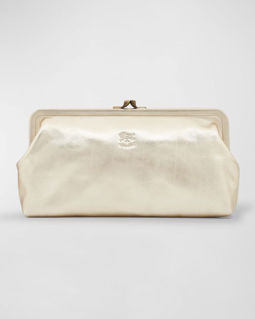 Il Bisonte Classic Metallic Leather Clutch Bag
