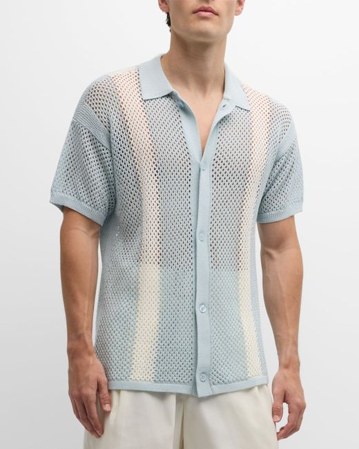 Frescobol Carioca Castillo Stripe Crochet Short-Sleeve Shirt