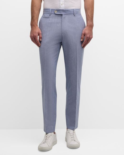 Boss Slim Cotton Flat-Front Pants