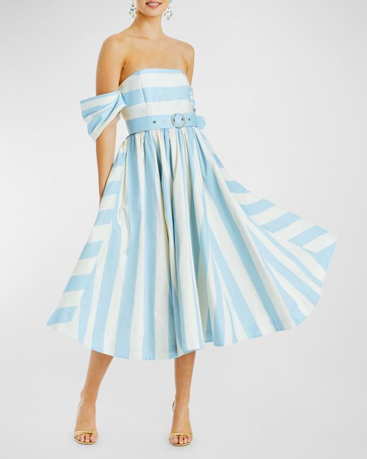Mestiza New York Odette Striped Off-Shoulder Midi Dress